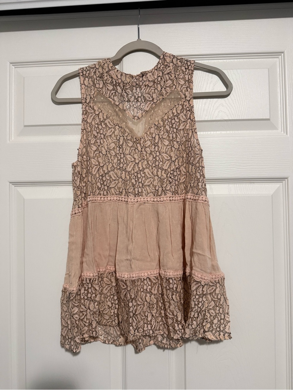 Umgee Girls Lace Tiered Dress in Blush